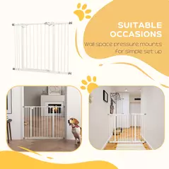 PawHut Adjustable Safety Gate w/ Two Extensions, Four Adjustable Screws, White - 6