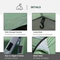 Outsunny Three-Man, Two-Room Tent - Green - 5