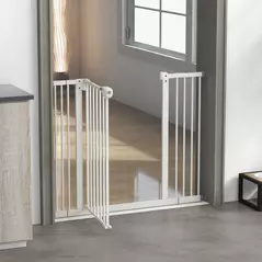 PawHut Adjustable Safety Gate w/ Two Extensions, Four Adjustable Screws, White - 8