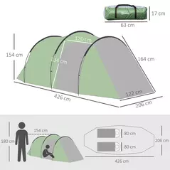 Outsunny Three-Man, Two-Room Tent - Green - 3