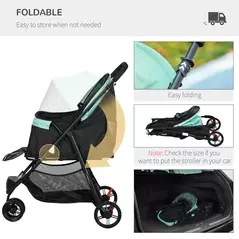 PawHut Foldable Pet Stroller w/ Rain Cover, for XS Dogs, S Dogs - Green - 5