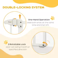 PawHut Metal 74-94cm Adjustable Pet Gate Safety Barrier w/ Auto-Close Door White - 4