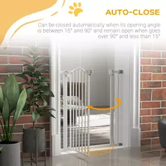 PawHut Metal 74-80cm Adjustable Pet Gate Safety Barrier w/ Auto-Close Door White - 5