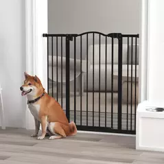PawHut Pressure Fit Dog Stair Gate No Drilling Safety Gate Auto Close for Doorways, Hallways, 74-100cm Adjustable, 94cm Tall, Black - 2