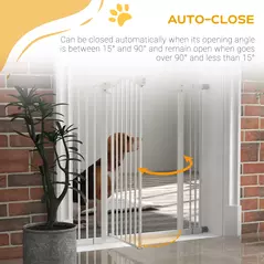 PawHut Pressure Fit Dog Stair Gate No Drilling Safety Gate Auto Close for Doorways, Hallways, 74-100cm Adjustable, 94cm Tall, White - 5