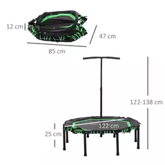 HOMCOM 48" Octagonal Mini Fitness Rebounder Trampoline Indoor Outdoor Foldable Mini Jumper with Adjustable Handle, Green - 3