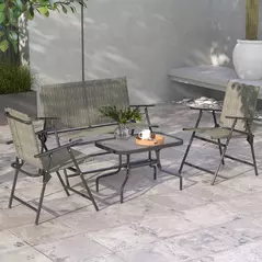 Outsunny Four-Piece Metal Garden Sofa Set - Mixed Brown - 2