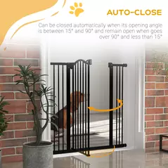 PawHut Pressure Fit Dog Stair Gate No Drilling Safety Gate Auto Close for Doorways, Hallways, 74-100cm Adjustable, 94cm Tall, Black - 5