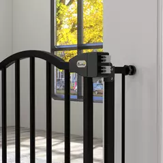PawHut Metal 74-94cm Adjustable Pet Gate Safety Barrier w/ Auto-Close Door Black - 8