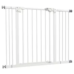 PawHut Adjustable Safety Gate w/ Two Extensions, Four Adjustable Screws, White - 1
