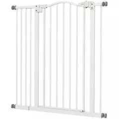 PawHut Pressure Fit Dog Stair Gate No Drilling Safety Gate Auto Close for Doorways, Hallways, 74-94cm Adjustable, 94cm Tall, White - 1