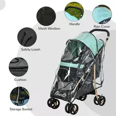 PawHut Pet Stroller for Small and Miniature Dogs, with Rain Cover - Green - 7