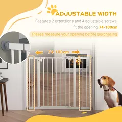 PawHut Adjustable Safety Gate w/ Two Extensions, Four Adjustable Screws, White - 7