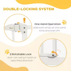 PawHut Metal 74-87cm Adjustable Pet Gate Safety Barrier w/ Auto-Close Door White - 4