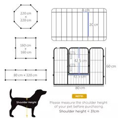 PawHut Steel 8 Panel Dog pen Pet Puppy PlayPen Grey - 3
