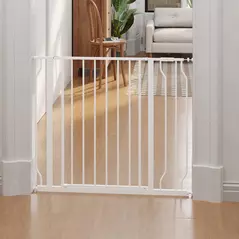 PawHut Wide Dog Safety Gate, with Door Pressure, for Doorways, Hallways, Staircases - White - 9