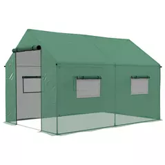 Outsunny Polyethylene Walk-in Polytunnel Greenhouse, 2 x 3(m), Green - 1