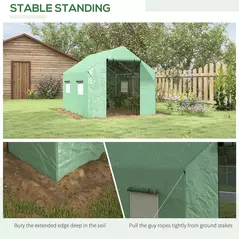 Outsunny Polyethylene Walk-in Polytunnel Greenhouse, 2 x 3(m), Green - 6