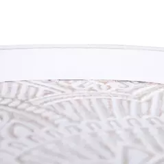 HOMCOM Coffee Table, Carved Floral Round Table with Tray-style Top and Wood Legs, Modern Side Table for Living Room, Set of 2, White - 9