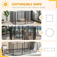 PawHut 100cm 8 Panels Heavy Duty Dog Pen, Pet Playpen for Indoors, Outdoors, Small, Medium, Large Dogs - 5