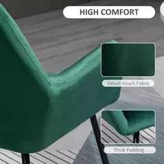 HOMCOM Velvet-Feel Plisse Back Accent Chair - Green - 5