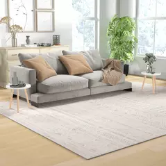 HOMCOM Coffee Table, Carved Floral Round Table with Tray-style Top and Wood Legs, Modern Side Table for Living Room, Set of 2, White - 2