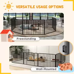 PawHut 60cm 8 Panels Heavy Duty Dog Pen, Pet Playpen for Indoors, Outdoors, Small Dogs - 6