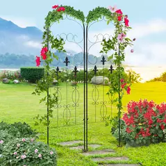 Outsunny Metal Trellis Set of 2, Garden Trellis for Climbing Plants Support Frames, Scrolls Design - 2
