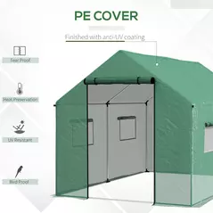 Outsunny Polyethylene Walk-in Polytunnel Greenhouse, 2 x 3(m), Green - 4