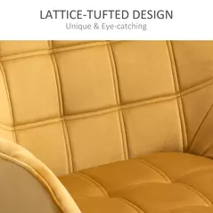 HOMCOM Armchair Accent Chair, Vanity Chair with Wide Arms, Slanted Back, Padding, Metal Frame, Wooden Legs, Home Bedroom Furniture Seating, Set of 2, Yellow - 5