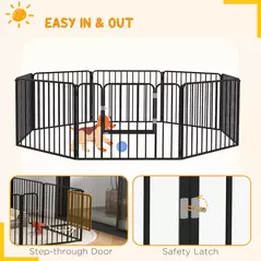 PawHut 60cm 8 Panels Heavy Duty Dog Pen, Pet Playpen for Indoors, Outdoors, Small Dogs - 7