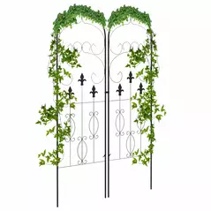 Outsunny Metal Trellis Set of 2, Garden Trellis for Climbing Plants Support Frames, Scrolls Design - 1