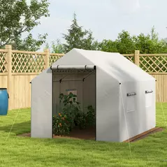 Outsunny Polyethylene Walk-in Polytunnel Greenhouse, 2 x 3(m), White - 9