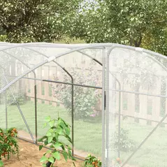 Outsunny Polytunnel Greenhouse Walk-in Grow House with UV-resistant PE Cover, Door, Galvanised Steel Frame, 4 x 3 x 2m, White - 8