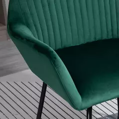 HOMCOM Velvet-Feel Plisse Back Accent Chair - Green - 7