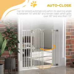 PawHut Metal 74-100cm Adjustable Pet Gate Safety Barrier w/ Auto-Close Door White - 5