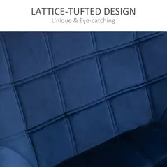 HOMCOM Armchair Accent Chair, Vanity Chair with Wide Arms, Slanted Back, Padding, Metal Frame, Wooden Legs, Home Bedroom Furniture Seating, Set of 2, Blue - 5