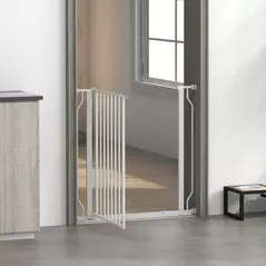 PawHut Extra Wide Dog Gate, with Door Pressure, for Doorways, Hallways, Staircases - White - 7