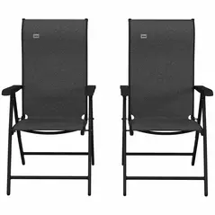 Outsunny Set of Two Folding Garden Chairs, with Seven-Position Adjustable Backs - Grey - 8