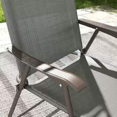 Outsunny Set of Two Folding Garden Chairs, with Fabric Mesh Seats - Dark Grey - 8