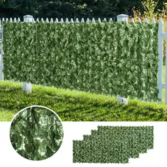 Outsunny 4-Piece Artificial Leaf Hedge Screen Privacy Fence Panel for Garden Outdoor Indoor Decor, Dark Green, 2.4M x 1M - 7