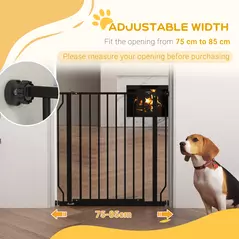 PawHut Extra Wide Dog Gate, with Door Pressure, for Doorways, Hallways, Staircases - Black - 5