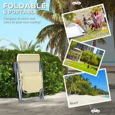 Outsunny Set of Two Sun Loungers, with Five-Position Adjustable Backs - Beige - 6