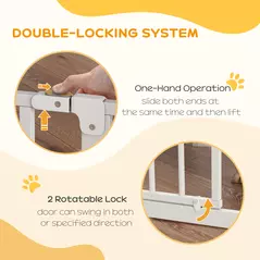 PawHut Extra Wide Dog Gate, with Door Pressure, for Doorways, Hallways, Staircases - White - 4