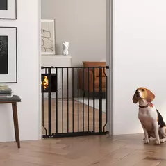 PawHut Extra Wide Dog Gate, with Door Pressure, for Doorways, Hallways, Staircases - Black - 2