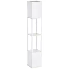HOMCOM 156cm Floor Lamp Shelving Unit - White - 1