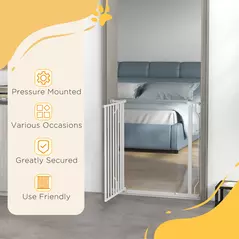 PawHut Extra Wide Dog Gate, with Door Pressure, for Doorways, Hallways, Staircases - White - 6