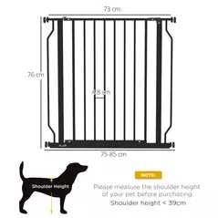 PawHut Extra Wide Dog Gate, with Door Pressure, for Doorways, Hallways, Staircases - Black - 3