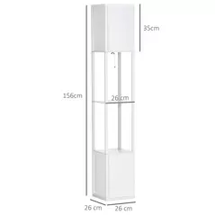 HOMCOM 156cm Floor Lamp Shelving Unit - White - 3