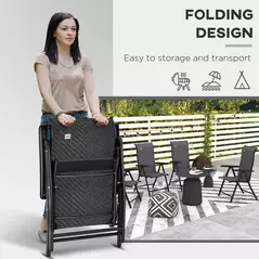 Outsunny Set of Two Folding Garden Chairs, with Seven-Position Adjustable Backs - Grey - 4